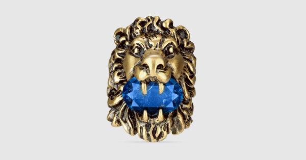 gucci black lion ring