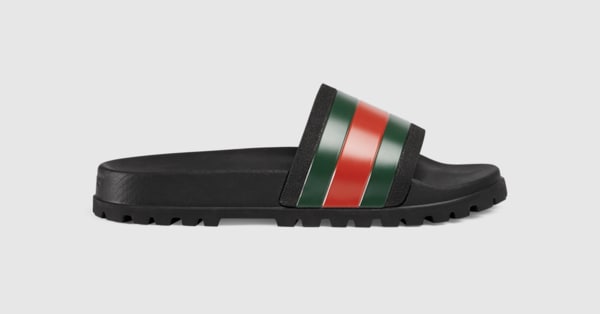 【付属品完備】GUCCI グッチ ウェブ スライド ラバーサンダル Black Rubber Web Slide Sandal | GUCCI® US