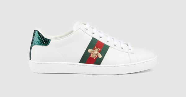 Women's Gucci Ace sneaker with bee in white leather | GUCCI® US