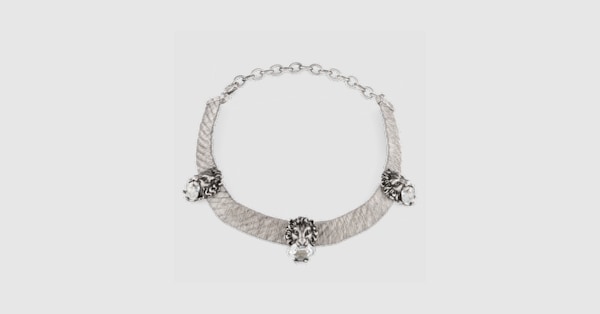 Gucci Lion head choker with light blue crystals. 1