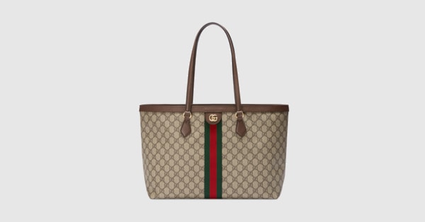 GUCCI ボディバッグ トートバッグ オフィディア〕ラージ トートバッグ ・ベージュ＆エボニー GG