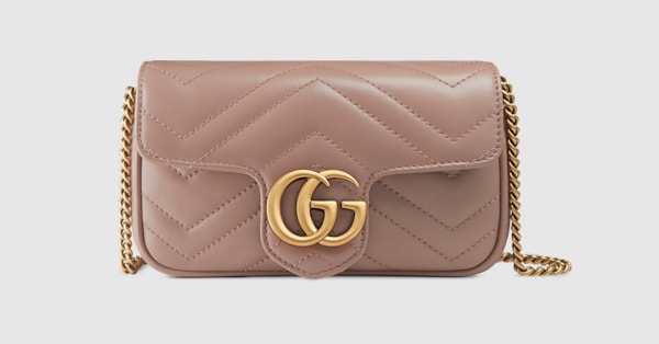 GG Marmont mini bag in dusty pink chevron leather | GUCCI® FI
