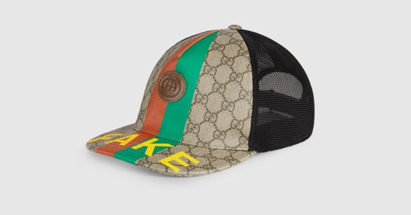 Gucci 'Fake/Not' print baseball hat. 4