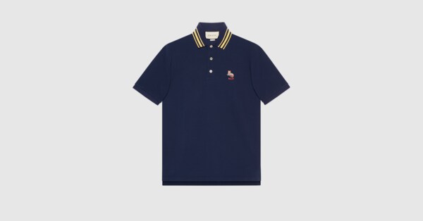 Gucci Cotton piquet polo with cat patch. 7