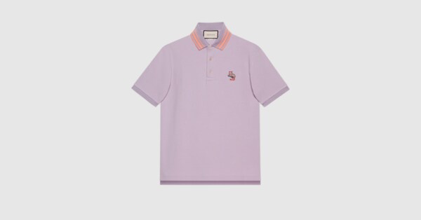 Gucci Cotton piquet polo with cat patch. 5