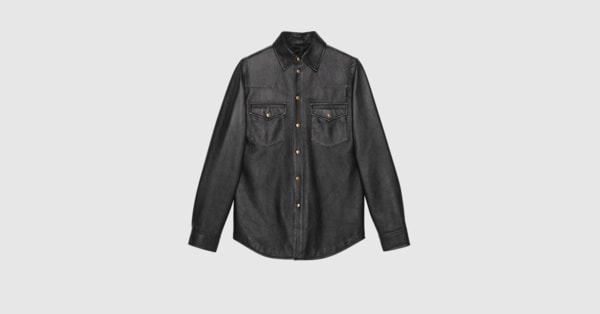 gucci leather shirt