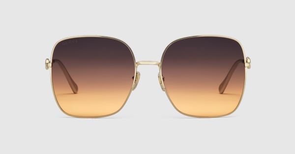 小物 GUCCI Interlocking gold frame sunglasses Geometric frame sunglasses in gold-toned | GUCCI® US