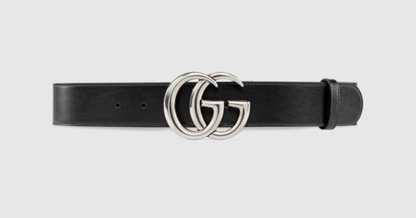 Womens Gucci black Leather GG Belt