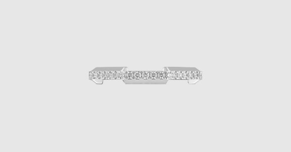 Gucci Link to Love〕18K ダイヤモンド リング ・18K ホワイトゴールド