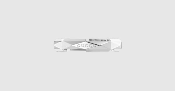 Gucci Link to Love 18k studded ring in 18k white gold | GUCCI® US