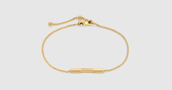 【送料込】GUCCI Gucci Link to Love GUCCI バー付 ブレスレット Gucci Link to Love〕“GUCCI”バー付き ブレスレット18K ピンク