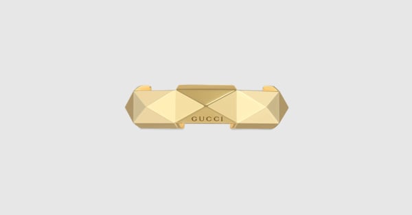 Gucci Link to Love studded ring in 18k yellow gold | GUCCI® US