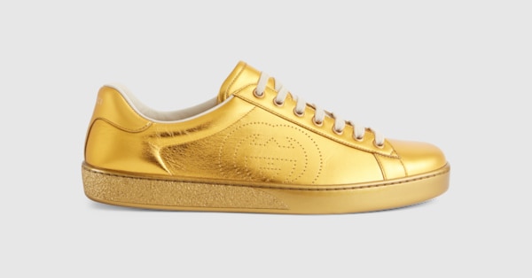 Gucci Men's metallic Ace sneaker. 5