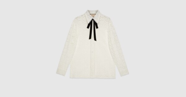 Gucci Floral macrame shirt with bow. 8 Gucci Floral macrame shirt with bow. 8