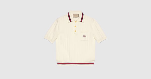 Gucci Cotton knit polo sweater with Web. 5