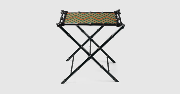Gucci Wood folding tray with Gucci zigzag top. 1