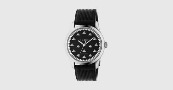 G-タイムレス〕オートマティック ウォッチ（38 mm） ・ブラック ラバー