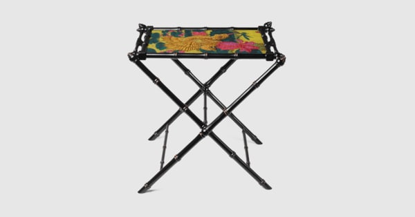 Gucci Wood folding tray with dragonfish jacquard. 1