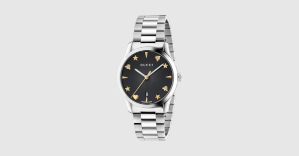 Steel G-timeless Watch, 38mm With Black Guilloché Dial | GUCCI® US