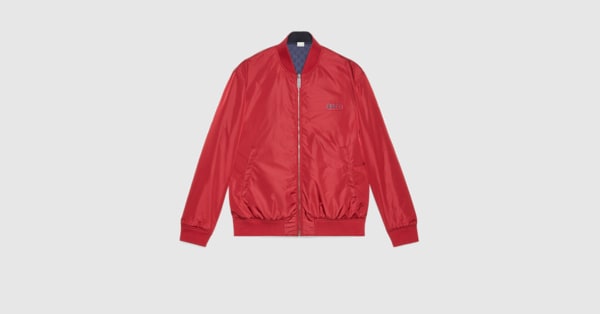 Chaqueta bomber reversible de nylon con nylon GG rojo/azul oscuro | GUCCI® ES