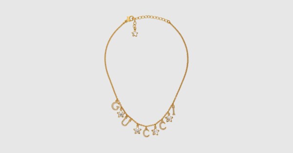 Necklace with Gucci script in gold-tone 