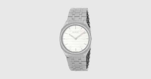 GUCCI 25H〕クオーツ スチール＆ダイヤモンド ウォッチ 34 mm