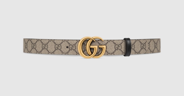 Gucci Reversible GG Supreme Leather Belt in Metallic for Men