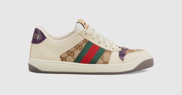 Women's Screener GG trainer in beige and ebony GG canvas