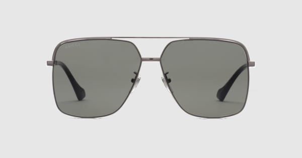 Specialized fit navigator sunglasses in ruthenium grey metal | GUCCI® US