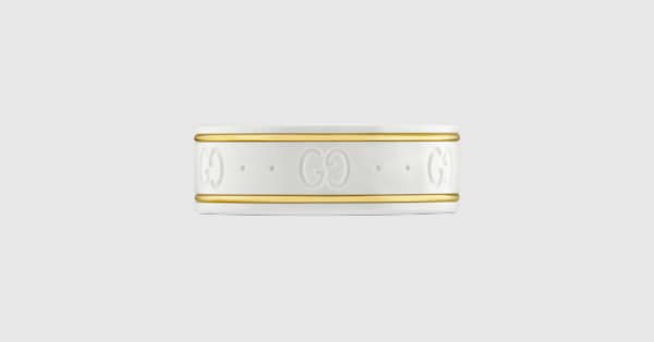 18k Yellow Gold And White Icon Ring | GUCCI® US