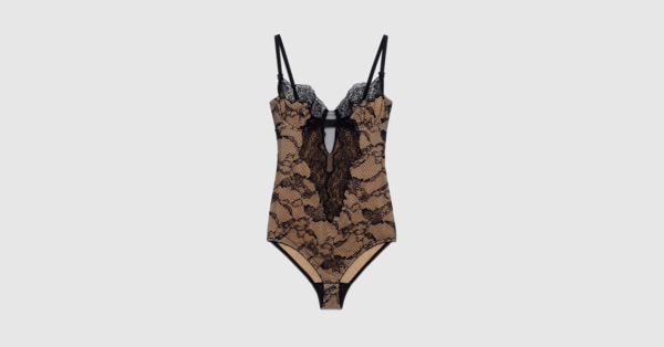 Body in pizzo floreale in nero | GUCCI® Italia