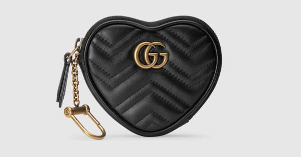 ダブルG ハートシェイプコインケース ・ブラック レザー | GUCCI公式