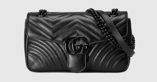 Gg marmont flap leather crossbody bag Gucci Black in Leather - 31242489