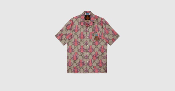 Gucci Pineapple GG print bowling shirt 
