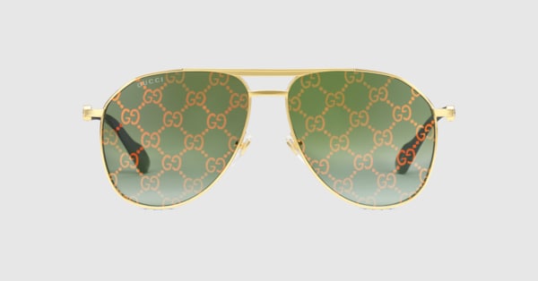 Lunettes de soleil monture aviateur en m tal dor GUCCI FR