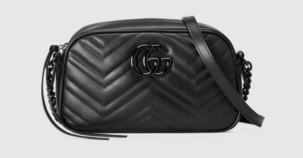 GGマーモント〕スモール カメラバッグ ・ブラック レザー