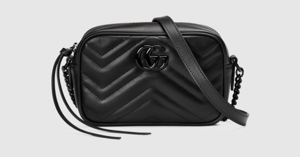 GG Marmont mini camera bag in black leather | GUCCI® US