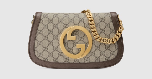 Gucci Blondie shoulder bag in beige and ebony Supreme | GUCCI® US