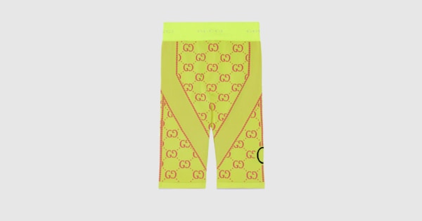 GG jersey jacquard biker shorts in fluorescent yellow and
