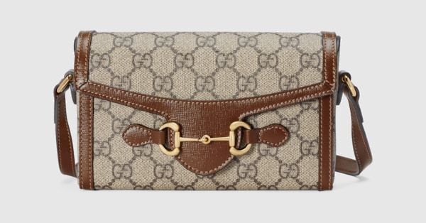 グッチ ホースビット 1955〕ミニバッグ ・ベージュ＆エボニー GG