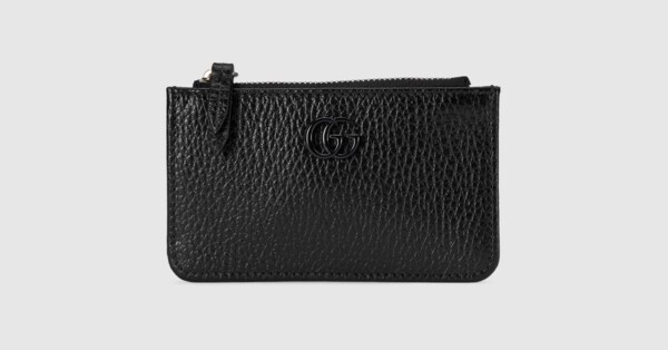 GG Marmont keychain card case in black leather