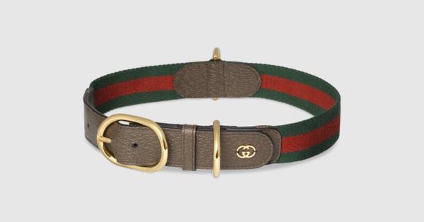 Halsband fr groe/sehr groe Haustiere in grner und roter Stoff | GUCCI  DE