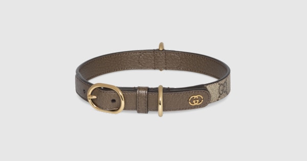 Small/medium pet collar in beige and ebony Supreme | GUCCI® US