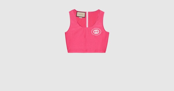 Sparkling jersey top in bright pink | GUCCI® MX