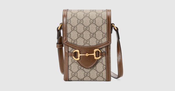 Gucci Horsebit 1955 Mini Top Handle Bag In GG Supreme & Brown