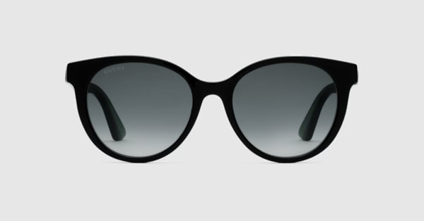 GUCCI サングラス ブラック/グリーン Round-frame sunglasses in black and green acetate | GUCCI® US
