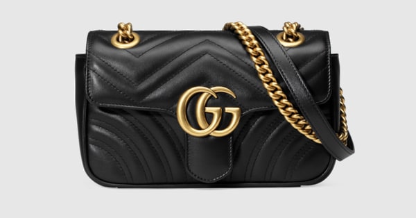 GG Marmont Mini Bag Matelassé in Black Leather | GUCCI® US