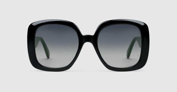 Square sunglasses with Web in black injection | GUCCI® CA