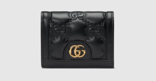 GG Matelass card case wallet in black leather GUCCI US