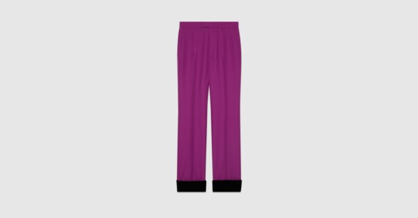 Formal trousers with velvet cuff in bright purple GUCCI PL